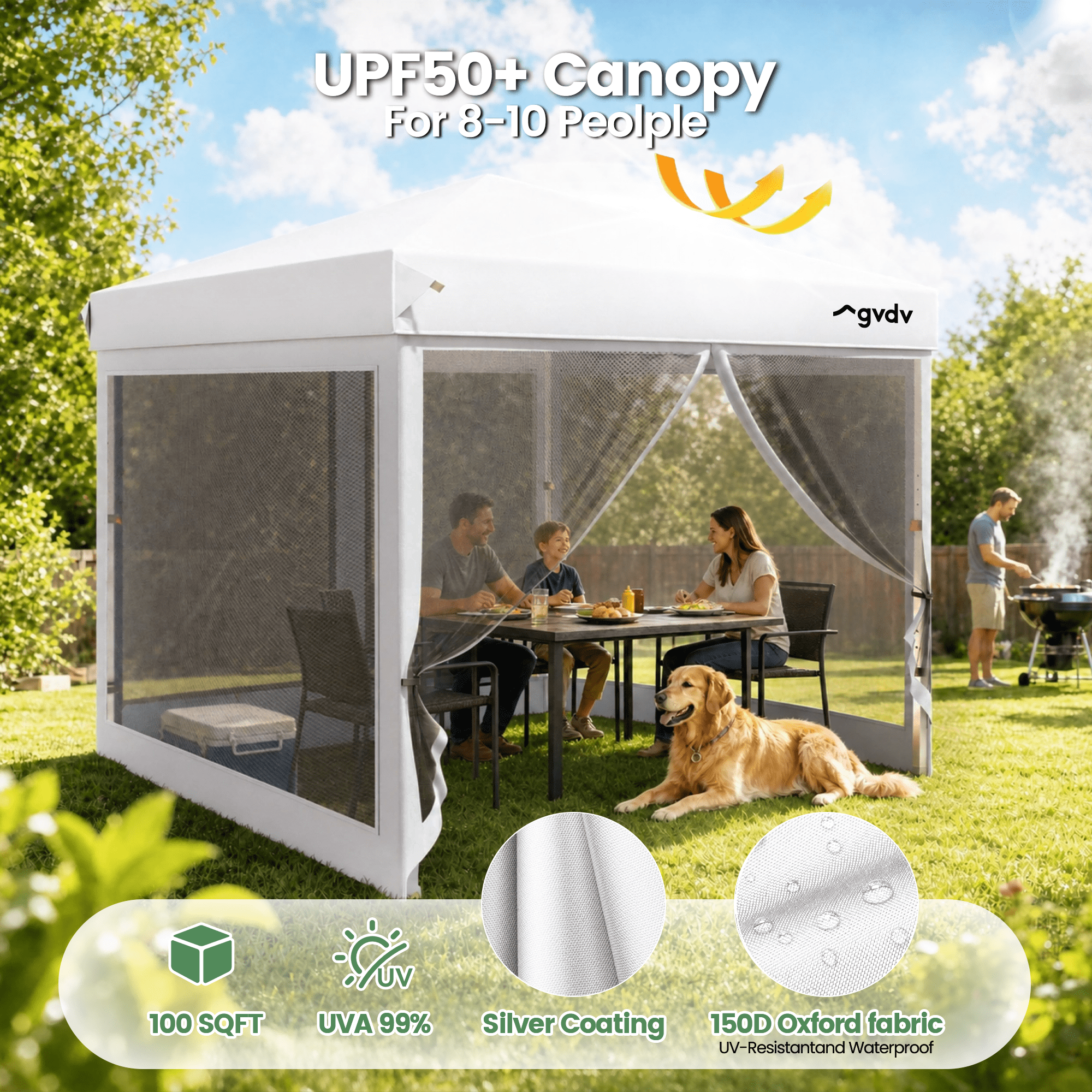GVDV Screen House Room 11x11 Ft Mesh Net Tent Canopy Waterproof