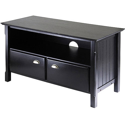Winsome Wood Timber TV stand with Two Doors, Black Finish