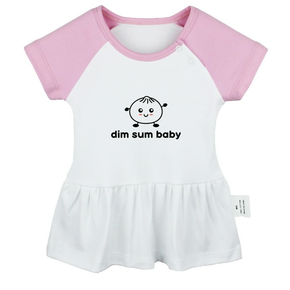 Dim Sum Baby Adorable Dimsum Bao Dumpling Funny Dresses For Baby, Newborn Babies Skirts, Infant Princess Dress, 0-24M Kids Graphic Clothes (Pink Raglan Dresses, 6-12 Months)