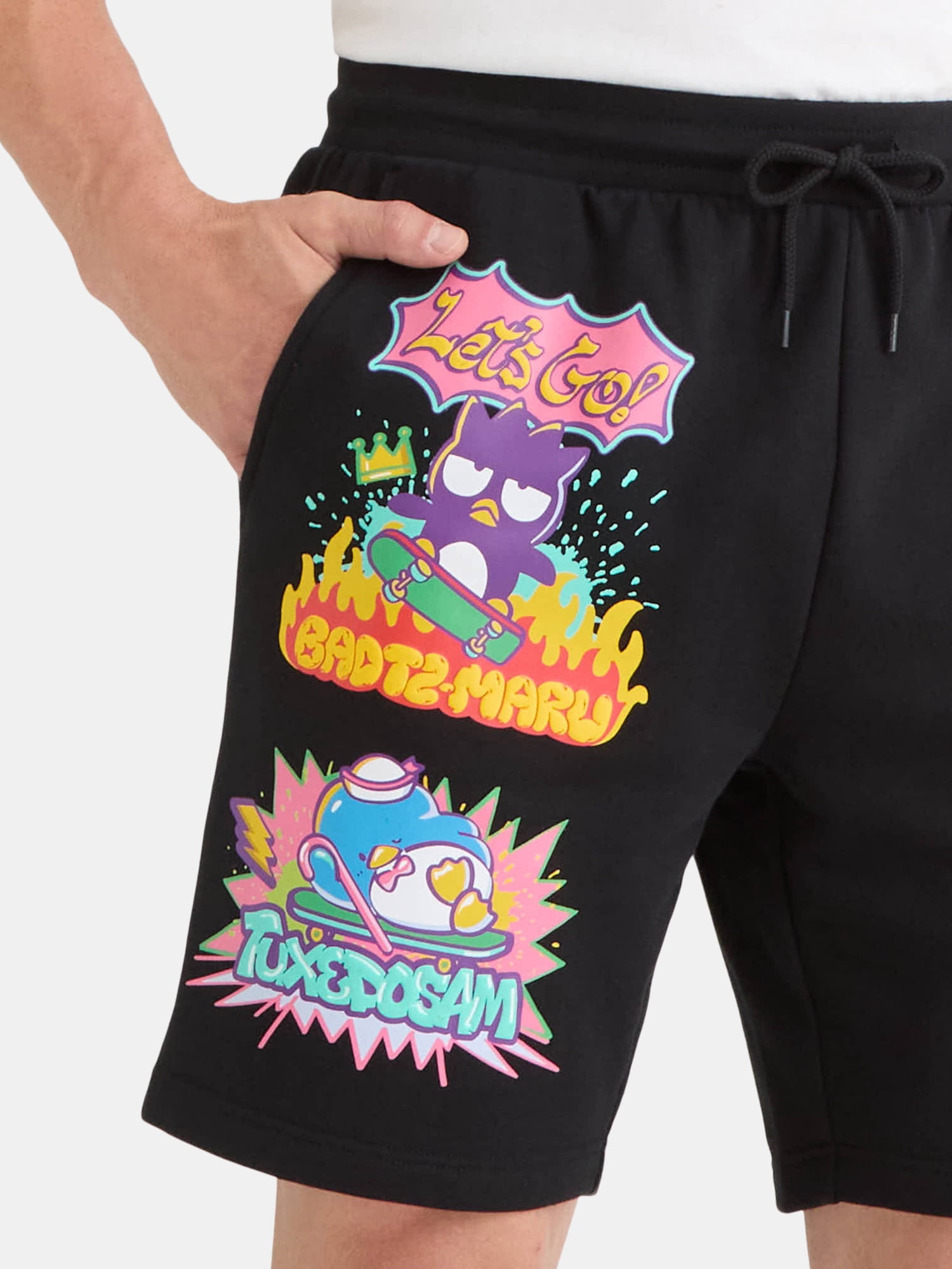 Hello Kitty and Friends Men's and Big Men's Graphic Fleece Shorts, 9" Inseam, Sizes XS-3XL