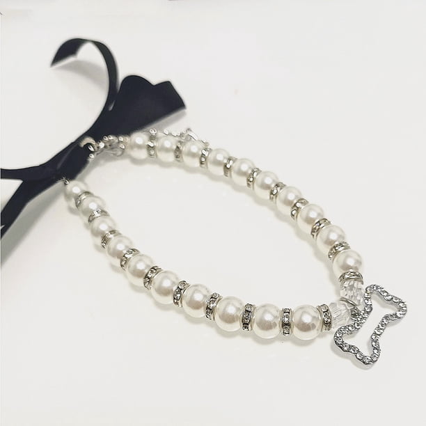 Xiao Hua Collar decorativo para mascotas, accesorio decorativo para gatos y perros, rango ajustable para cachorros, perros, gatos, accesorios de aseo para mascotas, M, blanco