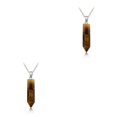 thumbnail image 2 of yingyy Hexagon Column Charm Exquisite Men Handmade Holiday Anniversary Hanging Pendants Pointed Colorful Crystal Chain Brown 2Set, 2 of 6