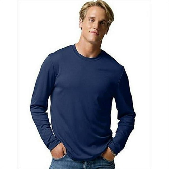 Hanes 482L Cool Dri Performance T-Shirt à Manches Longues pour Hommes, Bleu Marine - Taille TP