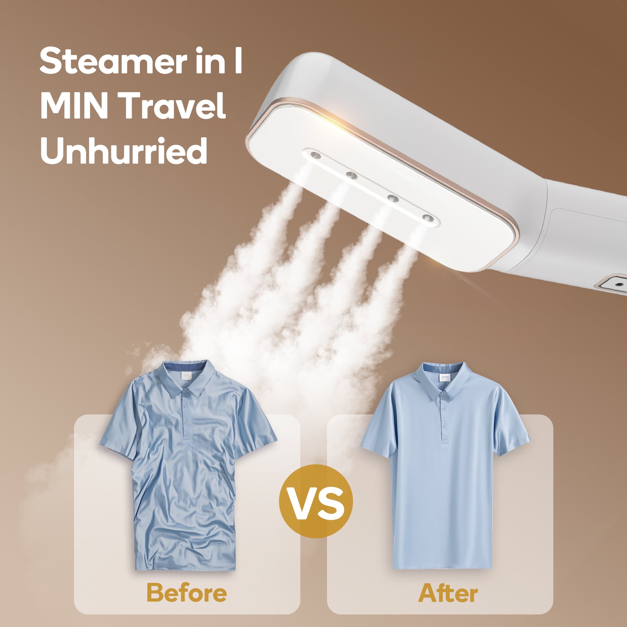 Newbealer Portable Steam Iron & Garment Steamer - 3-in-1 Clamp Style Travel Iron, Dual Voltage, Auto Shut-Off, No Board Needed