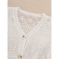 thumbnail image 5 of Elegant White Openwork Knit Cardigan with Fringe Hem & Button Front, 5 of 5