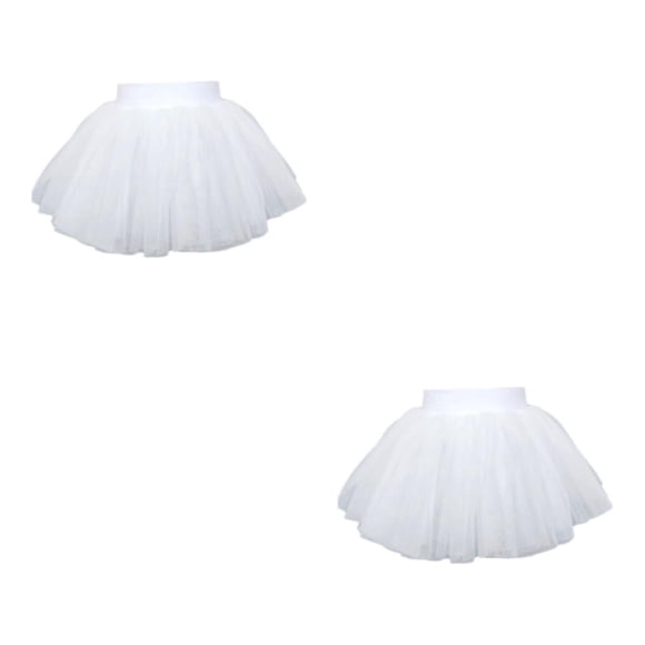 Sonducket Traje de niña chico tul Ballet baile patinaje mono ropa de baile tutú Color sólido rendimiento Navidad Hilo Suave/Blanco L/para 1.31-1.55 m 2piezas