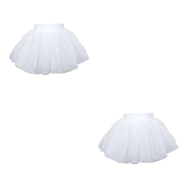 Sonducket Traje de niña chico tul Ballet baile patinaje mono ropa de baile tutú Color sólido rendimiento Navidad Hilo Suave/Blanco L/para 1.31-1.55 m 2piezas