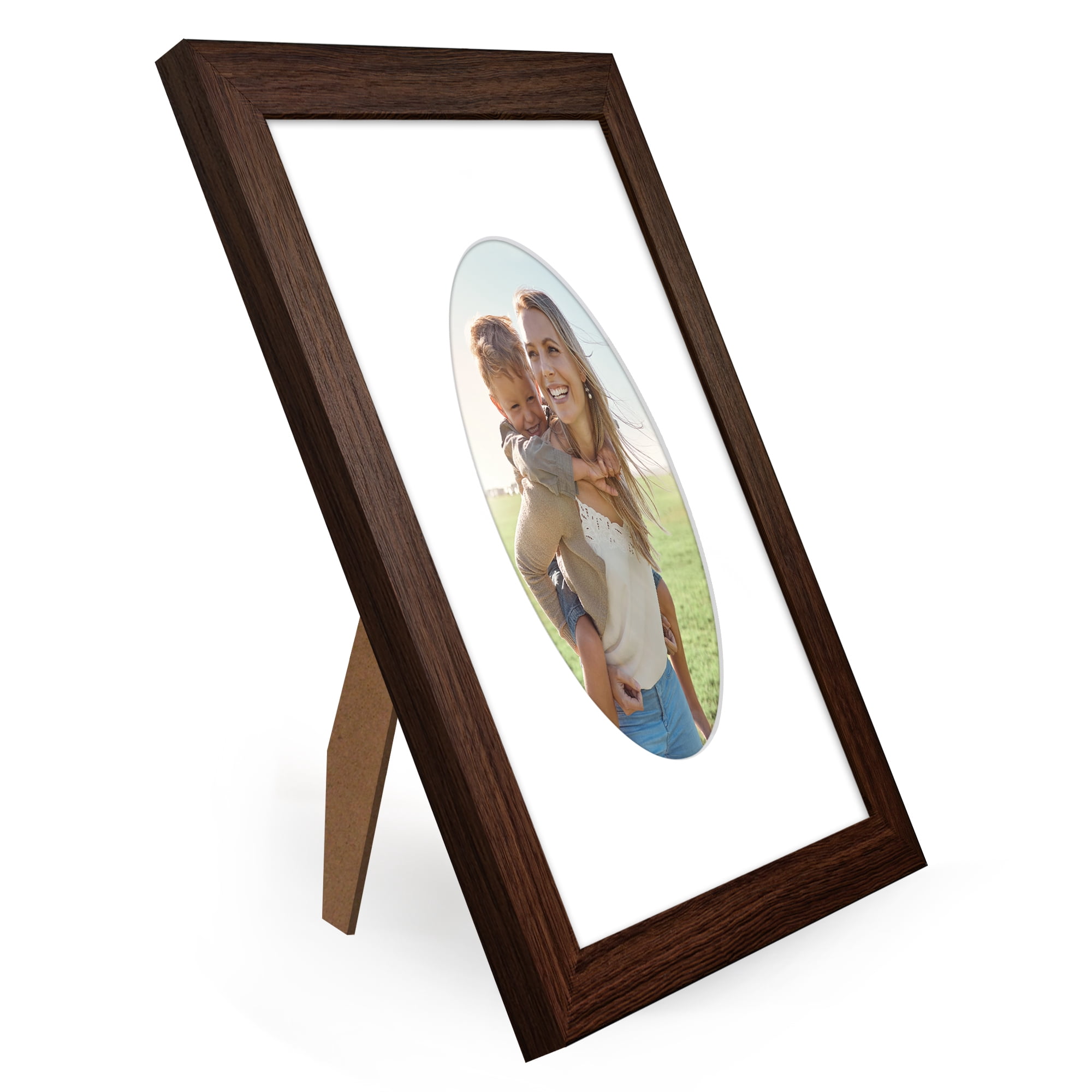 Americanflat 8" x 10" Picture Frame with Oval-Shaped Mat - Walnut