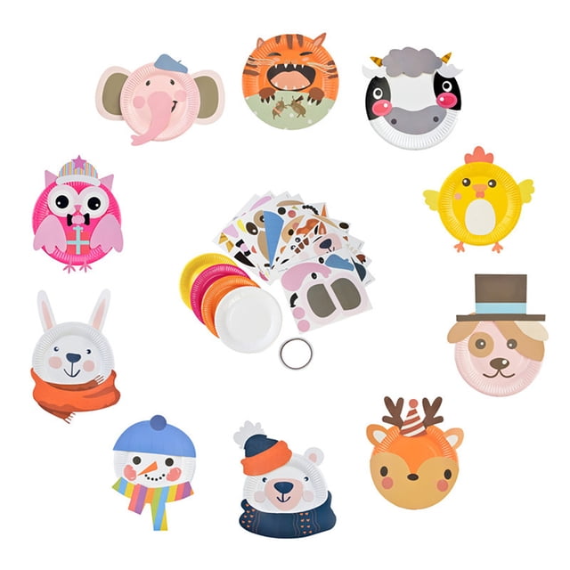 Kids Paper Plate Art Kit Cartoon DIY Paper Plate Craft Kit Developmental Toy