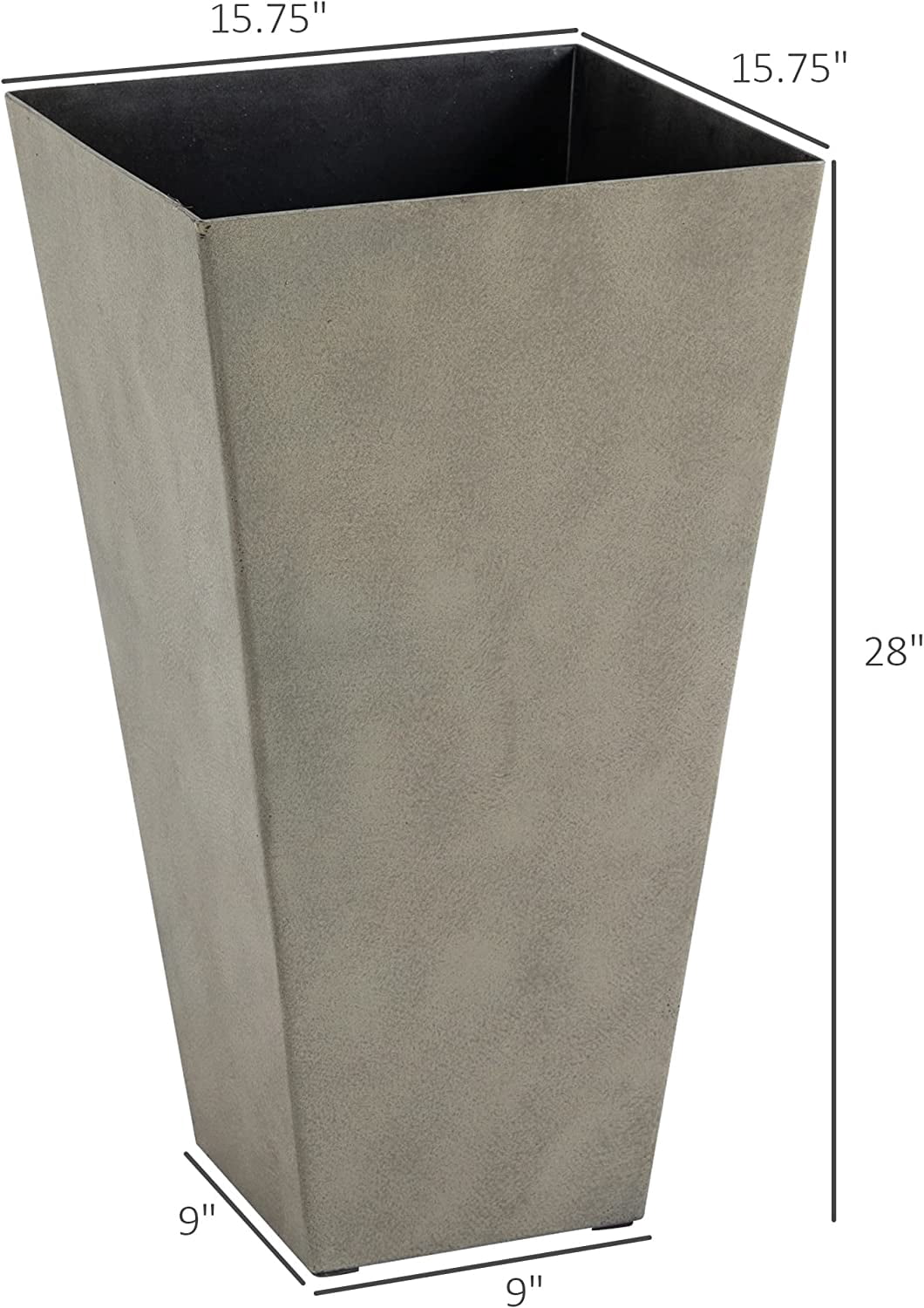 AINUO Set of 3 Tall Planters, 28 Inch Outdoor Flower Plant Pots with Drainage Holes, Indoor Outdoor Planters for Porch, Patio and Deck, Gray