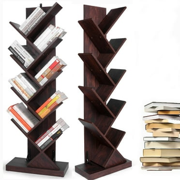 Gymax Tree Bookshelf 8-Tier Bookcase Free Standing Book Rack Display ...