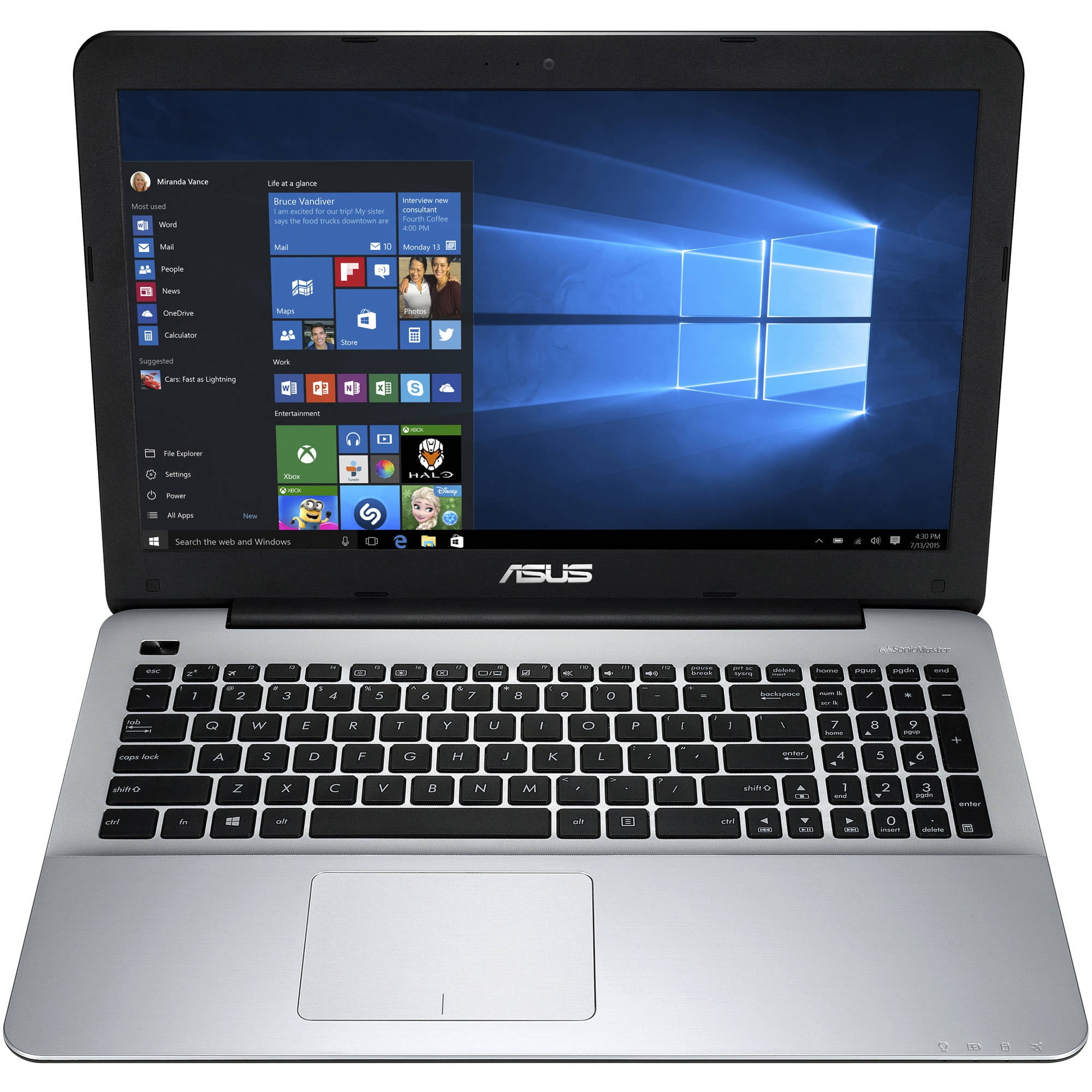 ASUS Matte Black X555DA-WB11 15.6" Laptop PC with AMD Quad-Core A10-8700P Processor, 4GB Memory, 500GB Hard Drive... by ASUS