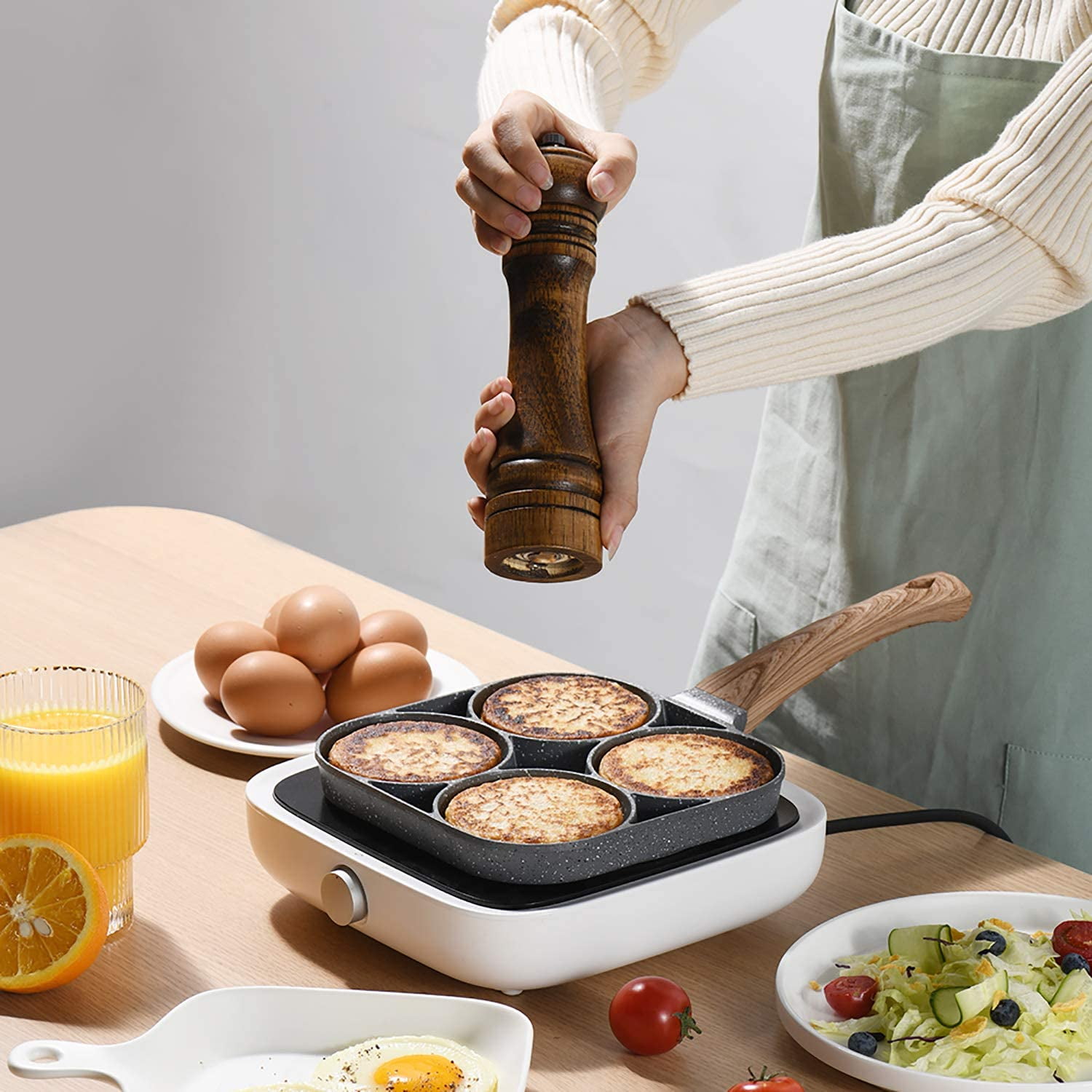 CAROTE Egg Pan Omelette Pan, 4-Cup Nonstick Egg Frying Pan, Pancake Pan,  Healthy Granite Egg Cooker Pan Egg Skillet For Breakfast, Suitable For Gas  Stove & Indu… in 2023