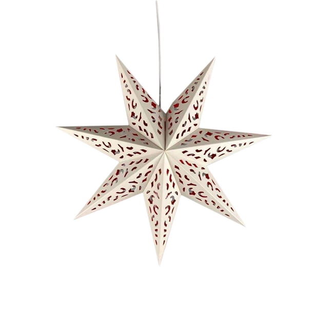 Wartleves Linterna de papel con forma de estrella, pantalla de papel con luz LED, pentagrama de papel 3D para Navidad, linterna de papel para fiestas, estrella hueca