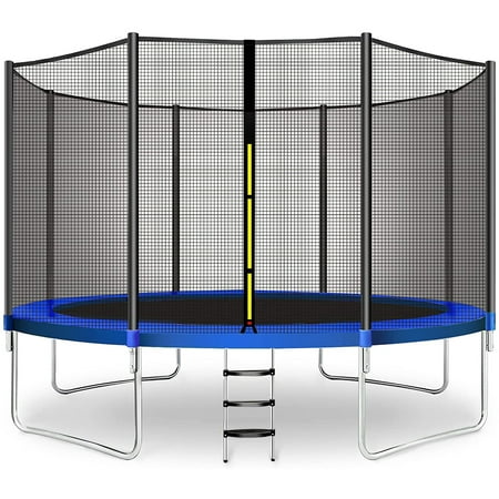 Doufit 10FT Trampoline Jump Recreational Backyard Trampolines Weight Capacity 330lbs with Safe Enclosure Net for 3-4 Kids Adults Indoor Outdoor, ASTM Approved