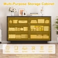 thumbnail image 4 of Fluted 6 Drawer Dresser for Bedroom, Wide Modern Chest of Drawers with Metal Handle, Curved Profile Design, Wood Closet Clothes Storage Organizer for Bedroom, Living Room, Hallway(Black), 4 of 8