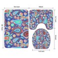 thumbnail image 3 of Blue Paisley and Floral Pattern Bathroom Rugs Sets 3 Piece,Toilet Cover Set,Absorbent Non Slip Bathroom Mats Sets with U-Shaped Contour Rug Toilet Rug Set, 3 of 5