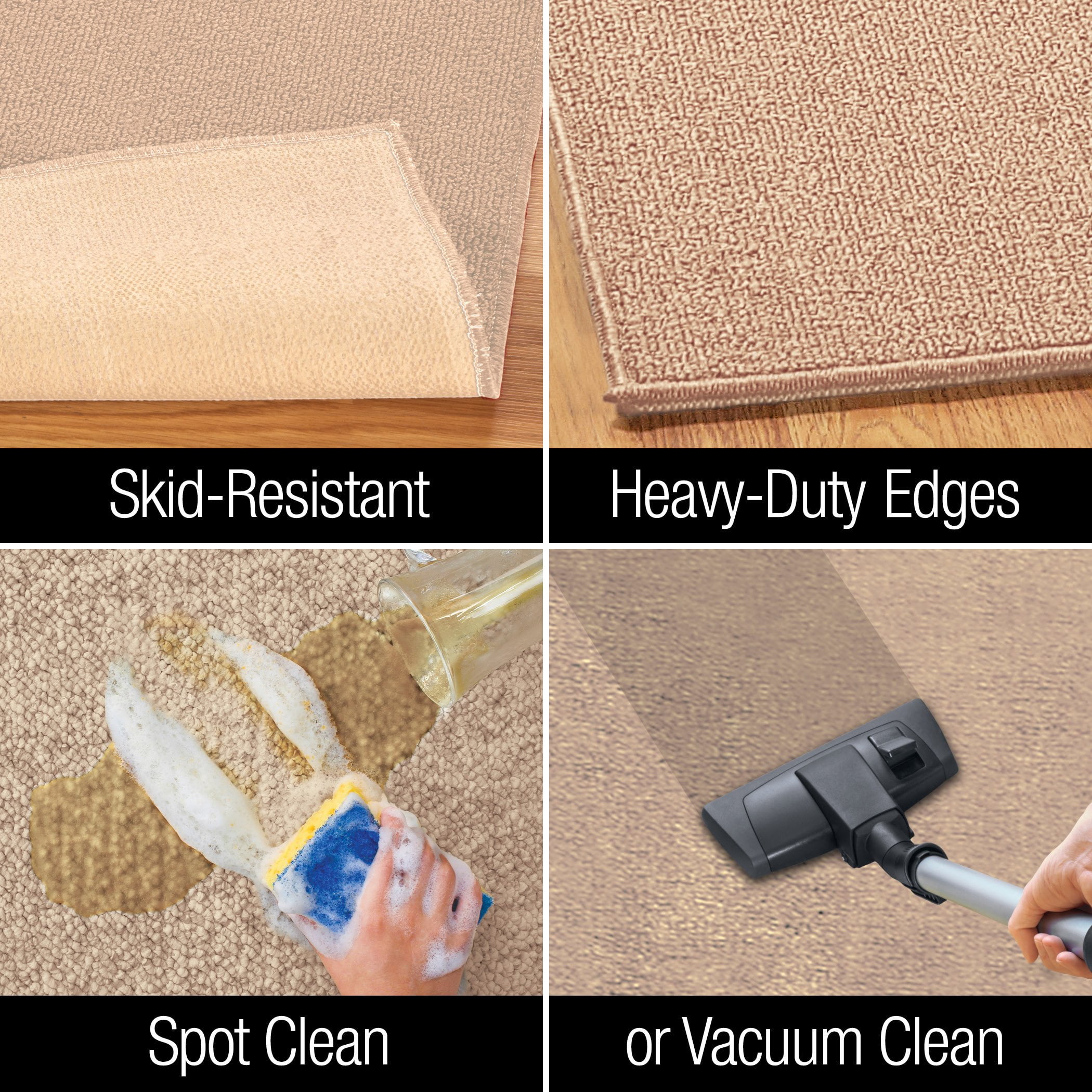 Collections Etc Extra-Wide and Extra-Long Skid-Resistant Floor Runner Rug for High-Traffic Flooring Areas, Including Entryways, Hallways, Foyers and Kitchens, Sand, 28" X 60"
