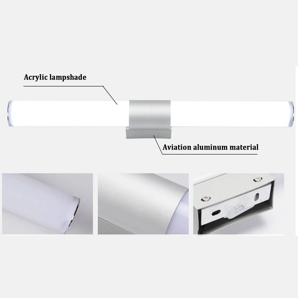 Modern LED Wall Vanity Light Mirror for Bathroom Bedroom Waterproof Makeup Front Light Lamp Indoor Wall Mounted LED Lighting Fixture with Daylight Color Temperature 5600‑6400K