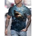 thumbnail image 2 of Camiseta con estampado gráfico de tiburón para hombre de talla grande para verano, ropa para hombre, tela de poliéster suave y ligeramente elástica, camisetas casuales y cómodas, 2 of 4