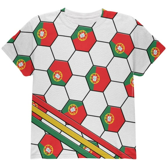 World Cup Portugal Soccer Ball All Over Youth T Shirt Multi YSM