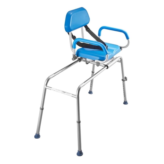 Sliding Shower Chair 330lbs Tub Transfer Bench - Swivel Seat, Adjustable Height, Padded - for Seniors, Handicap, Elderly, Disabled