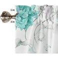 thumbnail image 5 of 3 Piece Vintage Watercolor Flowers Kitchen Curtains, Tier and Valance Rod Pocket Window Curtains Set Teal White Cafe Curtains for Kitchen Valances Window Treatment 54X18in+27x24in×2, 5 of 5