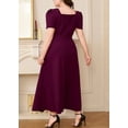 thumbnail image 2 of Women's Plus Size Square Neck Puff Sleeve Midi Dress Crisscross Back 95% polyester 5% elastane Effortless flattering fit, 2 of 6