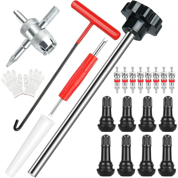 22Pcs Quick Change Tire Valve Tool Kit, Tire Valve Stem Core Quickly Replacement Tool Kit, Perfect Tool for Replacing Leaky Valves in Cars,ATVs,Trucks, etc, With 4 TR413/TR414, 8-Way Valve Tool