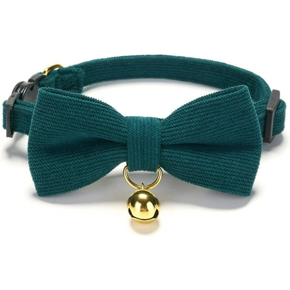 Lot de 1 Collier Chat en Coton avec Nœud Papillon et Cloche, Colliers Ajustables en Velours Côtelé Doux pour Chatons Filles Garçons