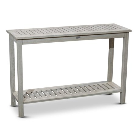 Rustic Driftwood Gray Eucalyptus Console Table, 2 Shelves