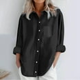 thumbnail image 2 of YABCSAZ Women's Oversized Button Down Shirts Long Sleeve Plus Size Solid Color Blouse Tops Workout Casual Loose Shirts with Pockets, 2 of 8