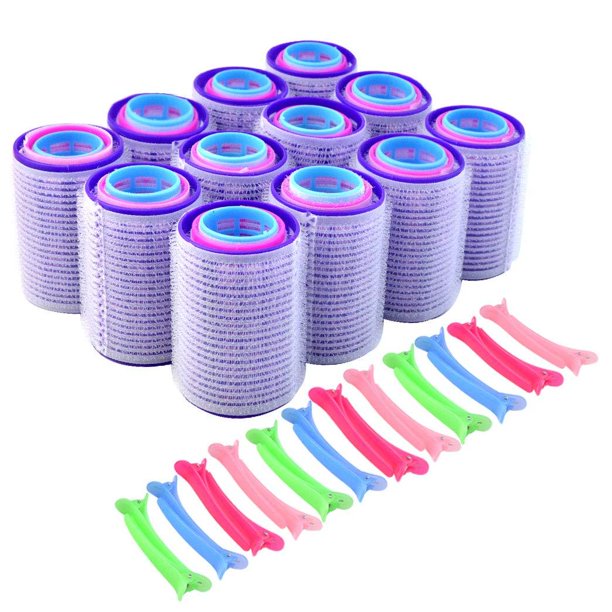 60pcs Rollers for Hair 3Size (40mm,30mm,25mm,12pcs per size) Multicolor Plastic Duck Clips 24pcs