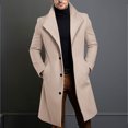 thumbnail image 4 of ZVNAΖH Mens Long Trench Coat Single Breasted Lapel Overcoat Wool Blend Casual Trench Coat with Pockets Fall Winter Warm Peacoat, 4 of 7