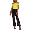 thumbnail image 2 of Camiseta corta de manga corta ajustada sin hombros para mujer INSPIRE CHIC L Amarillo Brillante, 2 of 6