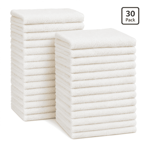 ChicCharm 30 Pack Baby Burp Cloths, 30x30cm Coral Fleece Ultra‑Soft Highly Absorbent Reusable Multi‑Color Washcloths
