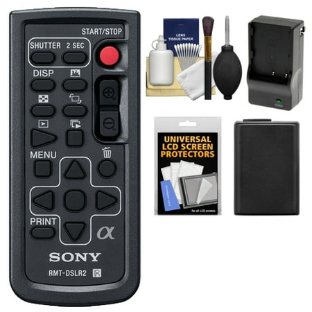 Sony RMT-DSLR2 Wireless Remote Shutter Controller with NP-FW50 Battery & Charger + Cleaning & Accessory Kit for Alpha A33, A55, A57, A65, A77, A99, NEX-5/5N/5R, NEX-6, NEX-7