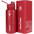 thumbnail image 1 of AquaFlask Bouteille d'Eau en Acier Inoxydable Originale 32oz (935ml) – à Double Paroi Isolée sous Vide, Étanche, Réutilisable (Rouge Cerise), 1 of 1