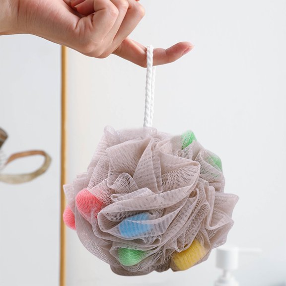 Premium Bath Shower Ball with Hanging Rope, Luxurious Lather Mesh Sponge, Skin-Friendly PE Material, Exfoliating & Cleansing, Ideal for Body Wash & Soap, Durable & Quick-Dry