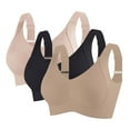 thumbnail image 2 of LangJing 3pc Bras for Women No Underwire, Women Fashion Sports Bra Underwear Bra Everyday Underwear Beige,L, 2 of 7