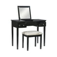 thumbnail image 5 of Linon Butterfly Vanity and Padded Stool Flip Up Mirror 2 Drawers in Black Wood, 5 of 37