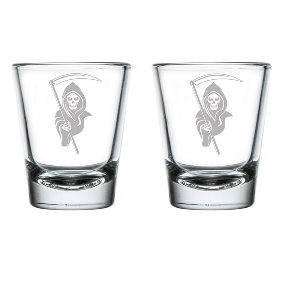 Set of 2 Shot Glasses 1.75oz Shot Glass Grim Reaper
