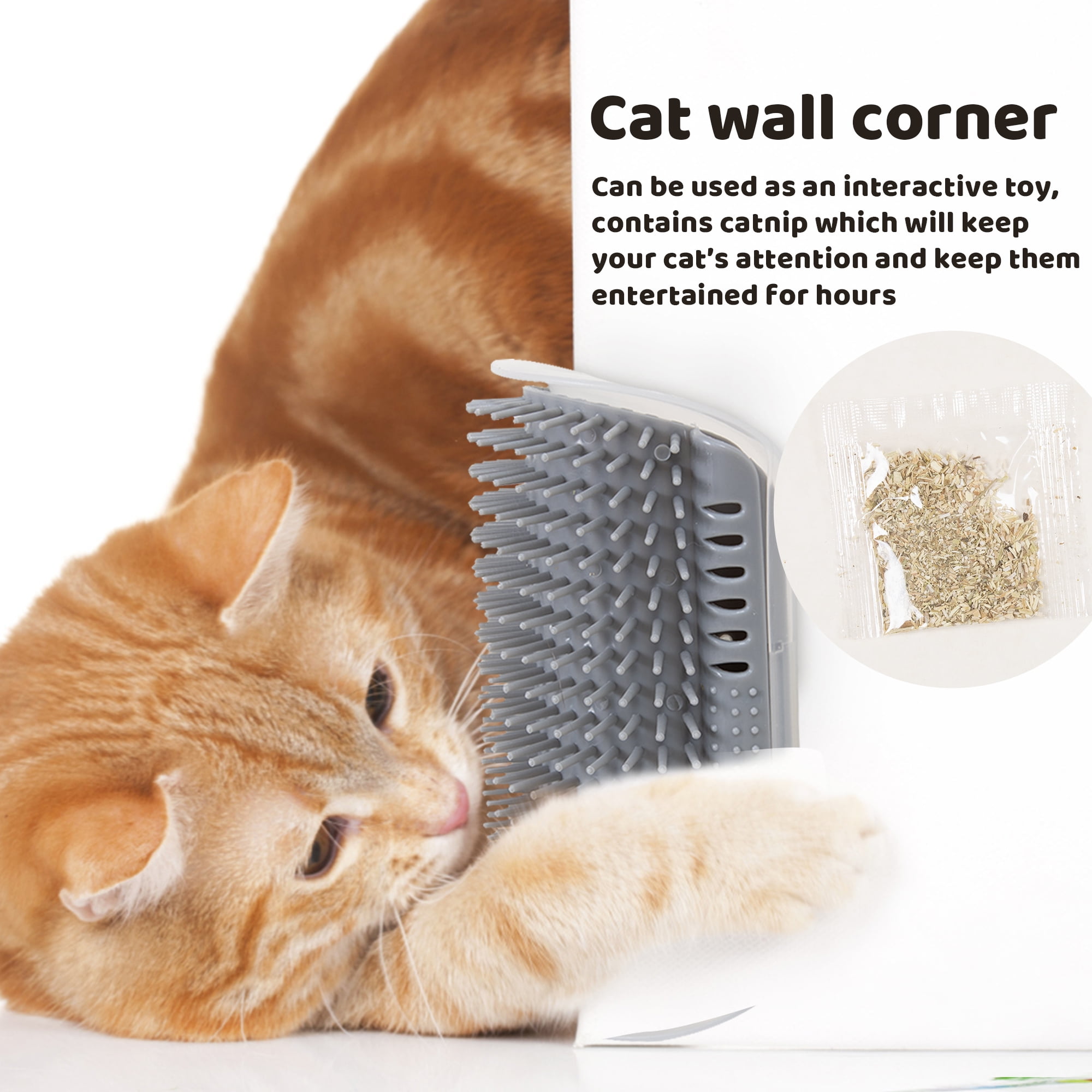 PAWSITIVE JOY Cat Grooming Supplies & Accessories: Complete Self Grooming Kit with Softer Scratcher, Rubbing Corner, Massager & Cat/dog brush, & Self-Cleaning Deshedding Brush - Cat Owner Must Haves!