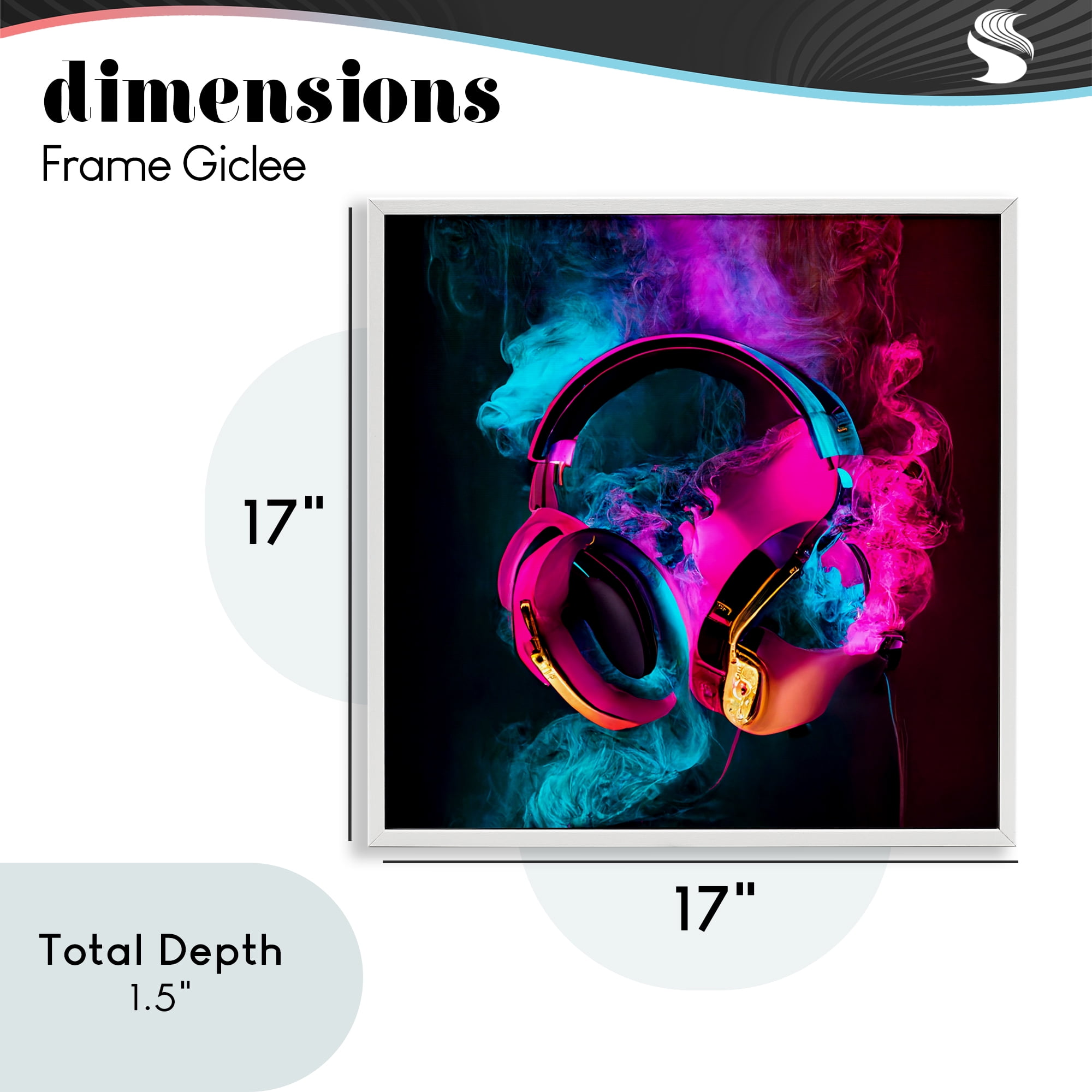 Power Play Pink & Blue Headphones White Framed Giclee Art, design by Sasha