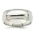 thumbnail image 1 of Solid 925 Sterling Silver 7mm Plain Classic Dome Milgrain Wedding Band Ring Size 4.5, 1 of 3