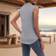 thumbnail image 5 of Camisas Sin Mangas con Botones para Mujer, Blusas Informales de Negocios con Cuello en V y Cuello Halter. Azul XXL, 5 of 7