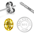 thumbnail image 3 of Femme Jam 925 Sterling Silver Natural Citrine Gemstone Designer Oval Stud Earrings for Women, 3 of 5