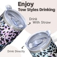 thumbnail image 4 of 20oz Geometric Textured Double Wall Handle Tumbler, Stainless Steel Insulated Travel Coffee Mug Leak Proof Straw Lid, 4 of 5