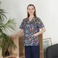 thumbnail image 1 of Uniforme de enfermera con estampado de dibujos animados para mujer, camiseta de manga corta con cuello en V, bata quirúrgica, uniforme de trabajo para hombre, 1 of 6