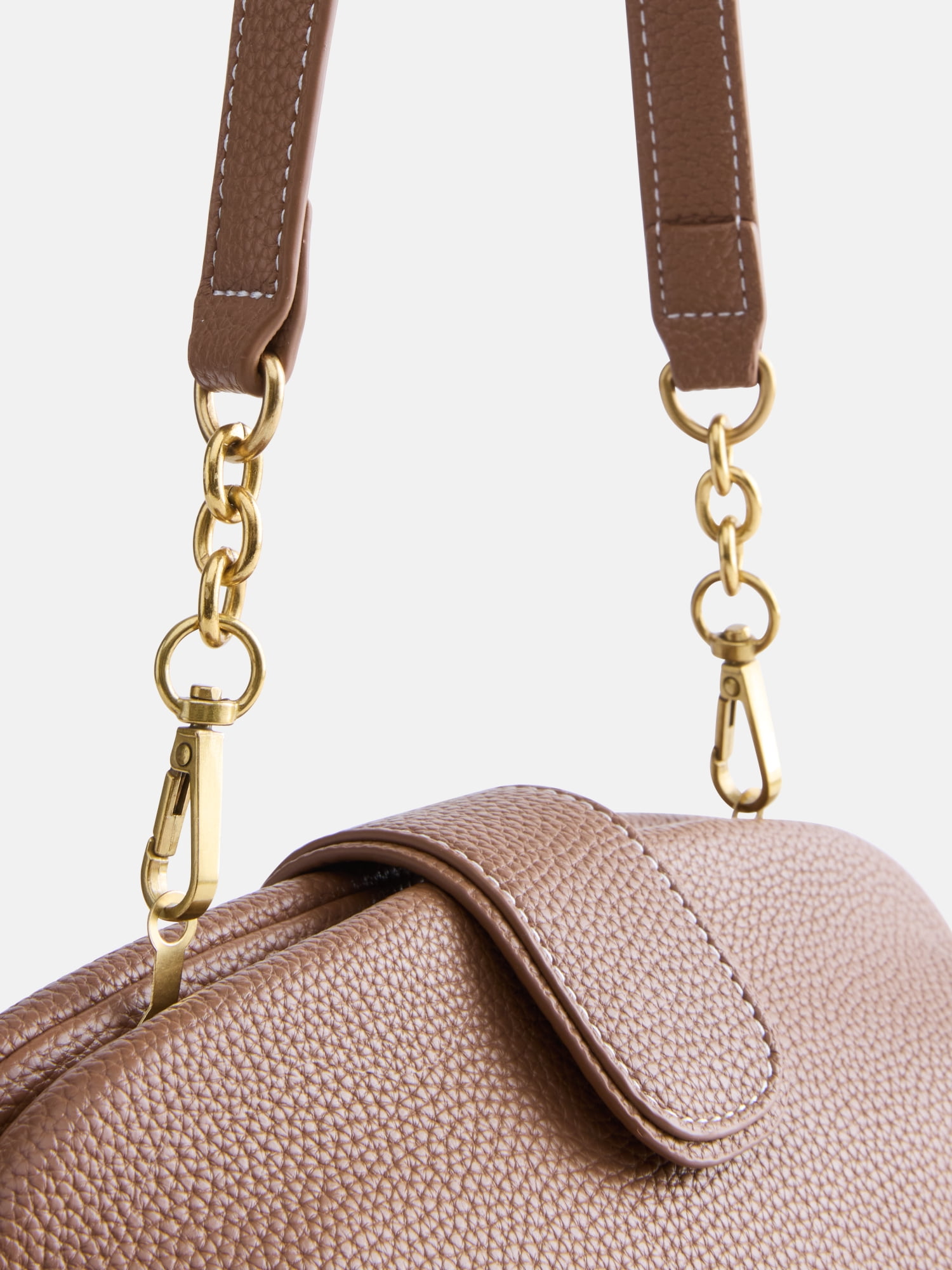Free Assembly Women's Faux Leather Clutch Handbag, Brown
